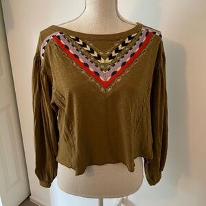 Free People Boho embroidered top - Size Small